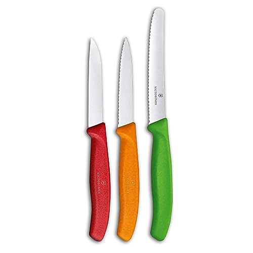 Victorinox, Swiss Classic, Set di coltelli da verdura da 3 pezzi, inossidabili, lavabili in lavastoviglie, colorati