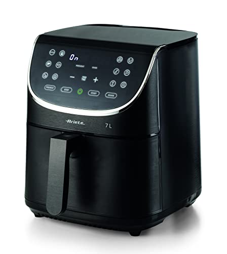 Ariete Airy Fryer 7L 4627, Friggitrice ad Aria 7L, Timer da 60 Minuti, LCD e Touchscreen con 12 Modalità di Cottura, Funzione Max Crisp, Temperatura Massima 200° C, Capacità 2Kg, 1700W, Nero