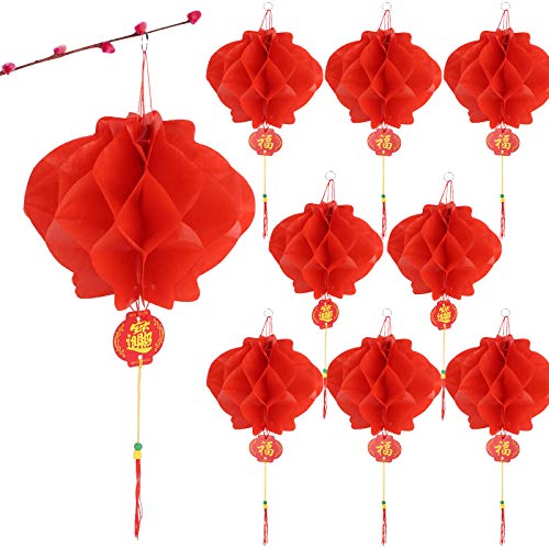 BHGT 20pz 18cm Lanterne Cinesi Rossi Decorazione Appese Festa Tema Cinese Compleanno Matrimonio Capodanno Celebrazione Casa