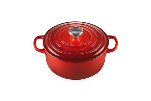 Le Creuset Cocotte rotonda Evolution in ghisa vetrificata con Coperchio, diameter 20 cm, Ciliegia, 21177200602430