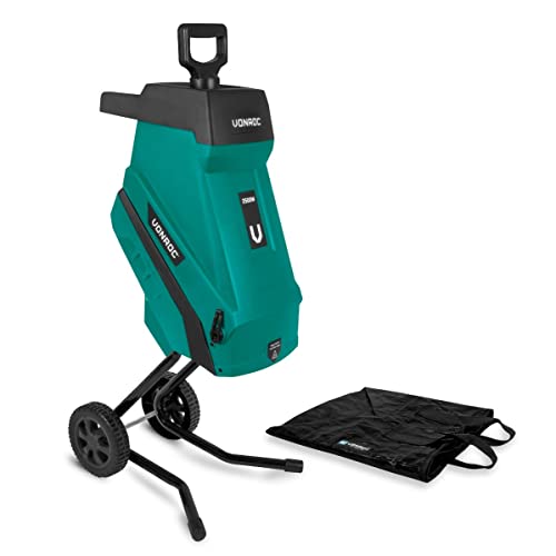 VONROC Biotrituratore 2500W per rami fino a 45mm. Incl. sacca di raccolta 45L e bastone di spinta