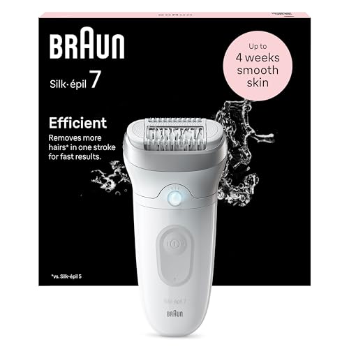 Braun Silk-épil 7 Depilatore Donna, Epilatore Elettrico Donna Con Testina Ampia Per Una Epilazione Semplice, Wet & Dry, Pelle Liscia a Lungo, 7-011, Bianco/Argento