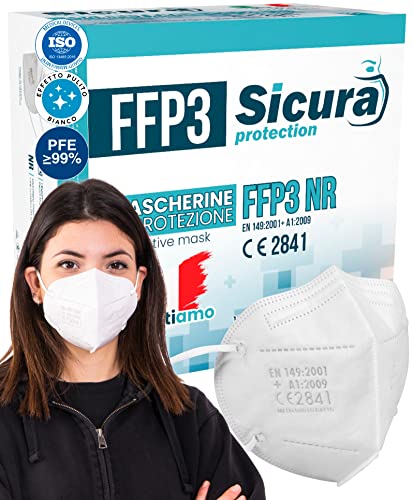 10 Mascherine Protettive FFP3 Certificate CE. Made in Italy. BFE ≥99% e PFE ≥99% Mascherine sigillate singolarmente