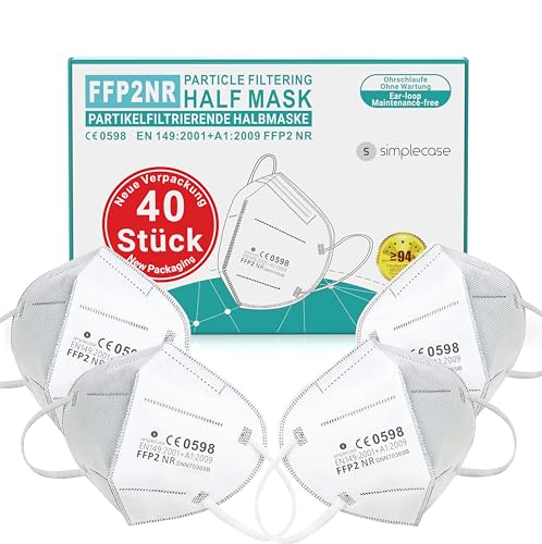 Maschera Simplecase FFP2, 40 pezzi, certificata dall'organismo ufficialmente notificato 2834, respiratore, maschera con filtro per particelle, bianco
