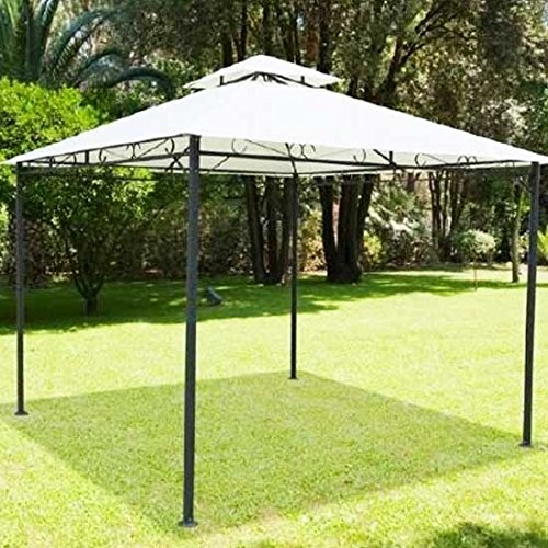 Bakaji Gazebo da Giardino 3x3 Mt Struttura in Metallo con Copertura Telo 180 gr/mq Antipioggia colore Beige