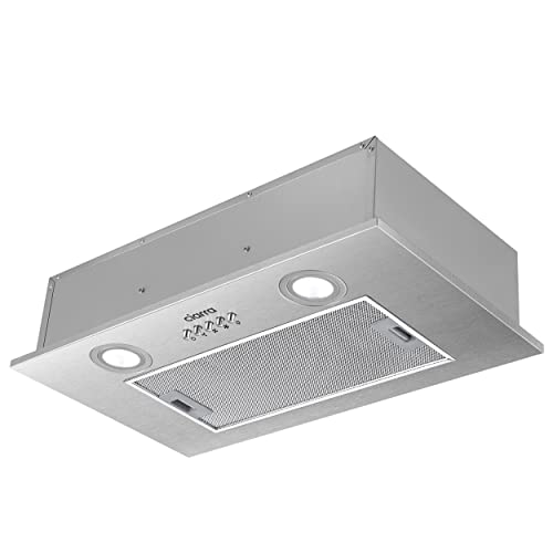 CIARRA CBCS5913A Cappa da cucina integrata 52 cm in acciaio inox cappa cucina incasso a baldacchino luce a led 3 velocità sotto cappa aspirante