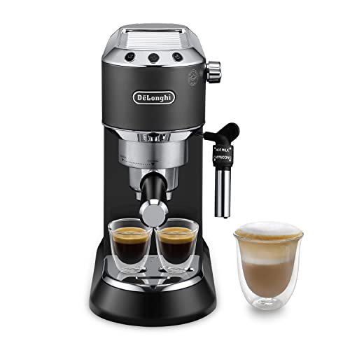 De'Longhi Dedica EC685.BK Macchina da Caffè Espresso Manuale e Cappuccino, Caffè in Polvere o in Cialde E.S.E., Spegnimento Automatico, Serbatoio Estraibile, 1350 W, Nero