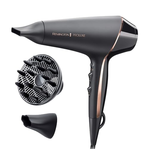 Remington Asciugacapelli Professionale 2400 W - Tecnologia OPTIheat per risultati Styling di lunga durata - 3 Accessori Styling; Cura ionica; Motore AC anti-crespo, Proluxe Midnight AC9140B