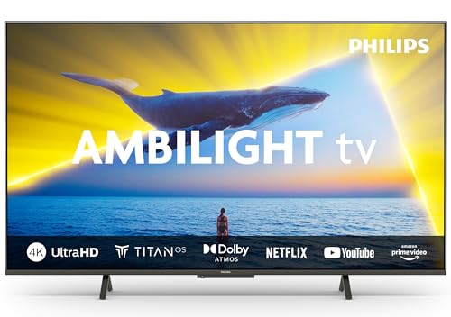 Philips Ambilight 55PUS8109 4K LED Smart TV - Display 55’’ con piattaforma Titan OS, Pixel Precise Ultra HD e Dolby Atmos Sound, funziona con Alexa e Google Voice Assistant - Cromato Satinato