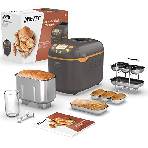 Imetec La Panetteria +zeroglu, Macchina per pane, Ciabatte, Panini, Dolci con farine naturali e senza glutine, 20 programmi, 2 pale impastatrici, Temperatura di lievitazione controllata