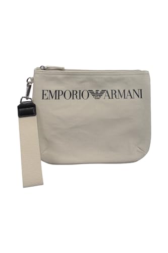Emporio Armani Logo Pouch Bag, Grigio Perlato, Taglia Unica Unisex-Adulto