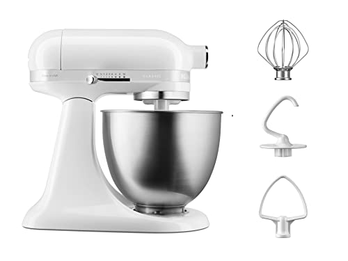 KitchenAid 5KSM3310XEWH Mini Robot da Cucina, Acciaio Inossidabile, Bianco
