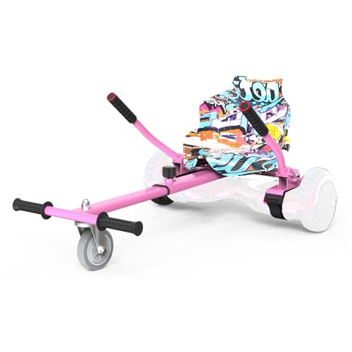 MEGA MOTION Hoverboard Kart, Hoverboard con sedile adatto a tutte le bici senza pedali da 6,5"-10", Supporto da Kart per Scooter Regolabile Adatto per Adulti e Bambini (Bianco)