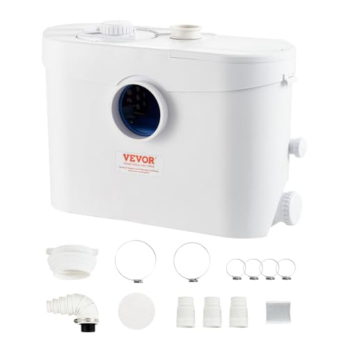 VEVOR Pompa Trituratore 700 W Portata 9600 L/h Prevalenza 10 m Pompa Raccolta Fognature con Maceratore 3 Ingressi Acqua per Cantina, Macchina per Smaltimento delle Acque Reflue della Vasca da Bagno