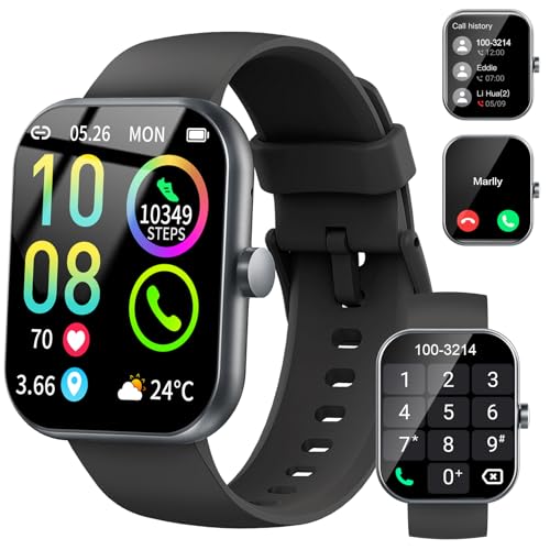Smartwatch Uomo Donna, 1.96" Orologio Smartwatch con Effettua/Risposta Chiamate, 113+ Sportive Smart Watch con Sonno/Cardiofrequenzimetro/Contapassi, Impermeabile IP68, Fitness Tracker per Android iOS