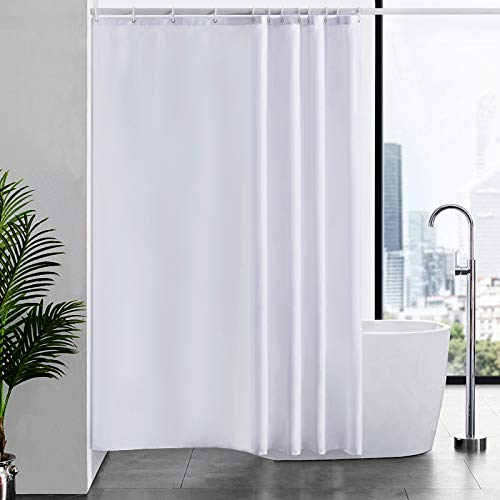 Furlinic Tenda da Doccia, Tessuto Anti-Muffa Bianco Impermeabile Ultra Grande Pulita del Fodera Lavabile,Imposta con 12 Ganci di Plastica-180 x 200cm.