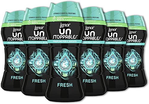 Lenor Profumatore Bucato Perle Profumate Lavatrice, Unstoppables Fresh, Confezione Da 6 (6 X 210 G), Freschezza Non-Stop Per Il Bucato (Fino A 12 Settimane Nel Guardaroba)