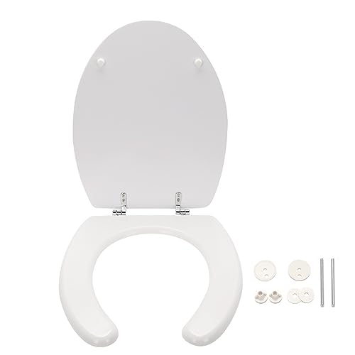 Sedile WC Universale per Disabili in Legno con Coperchio, Copriwater da Bagno 445x375mm, Bianco