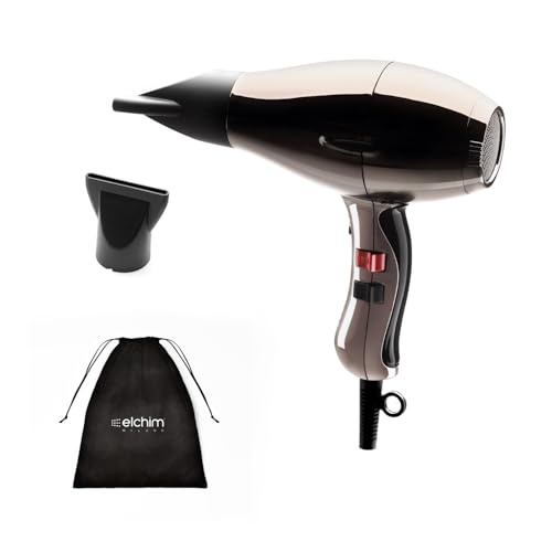 Phon per Capelli Elchim 3900 Healthy Ionic Titanio con Sacchetta Bianca in Cotone - Asciugacapelli Professionale Made in Italy - Leggero e Silenzioso, Asciugatura Ridotta 30%, 2400W