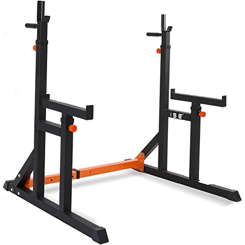 ISE Multifunzione Rack da Squat Regolabile in Altezza, Supporto per Bilanciere Porta Manubri, Stand per Sollevamento Pesi, Max. 200KG