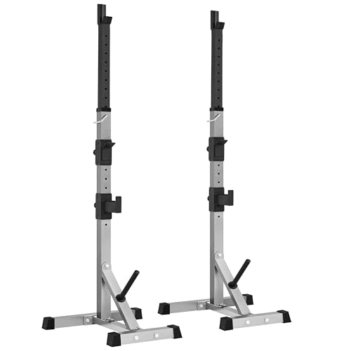 Yaheetech Rack da Squat Regolabile Coppia Rastrelliere Porta Bilancieri Supporti per Bilanciere Squat Rack Squat Supporto Bilanciere a Palestra Casa Ufficio Altezza 135-190cm Max 300 kg Nero