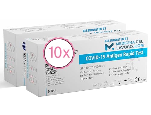 CLUNGENE – 10 x Tamponi Covid 19 Rapido Nasale, Kit Rapido Tampone per l'Antigene SARS-COV-2, Validato Nuove Varianti 2024. Sensibilità 100% a carica virale alta, 10 TEST