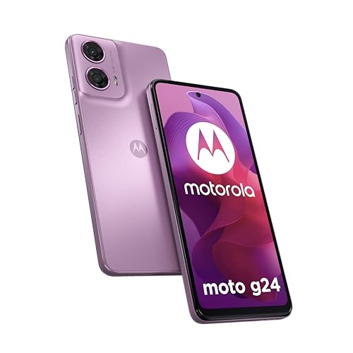 Motorola moto g24 (Display 6.56" HD+ 90 Hz, 50+2 MP, 5000 mAh ricarica 15W, 4/128GB, Dual SIM, IP52, NFC, Android 14, Cover Inclusa), Pink Lavander