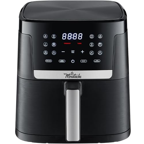 La Moustache - Friggitrice Senza Olio 7L ad Aria Calda 1800W con E-Book di Ricette, Air Fryer con 12 Programmi, Controllo Digitale 80-200 °C, Timer, Griglie Antiaderenti (Pro Smart)