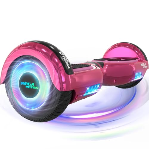 MEGA MOTION Hoverboard, 6,5 pollici con altoparlante Bluetooth e luci LED sulle ruote, adatto a bambini e adolescenti (Rose)