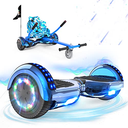 RCB Hoverboards 6.5'' con Hoverkart Go-Kart Costruito in luci a LED Bluetooth Speaker Colorato Ruote, Ideale Regali per Adolescenti e Bambini