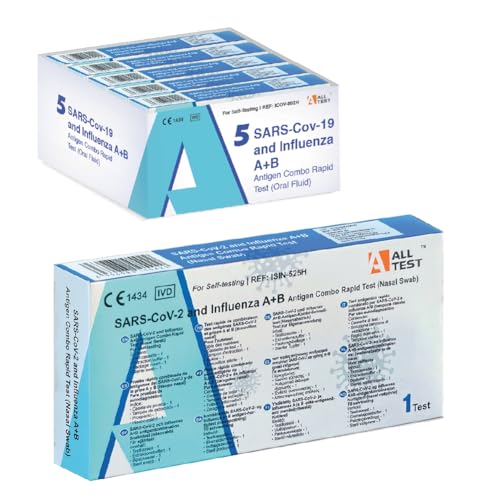 ALLTEST 5 Tamponi Rapidi combo Covid 19 + influenza A - B, Kit Rapido Tampone per l'Antigene SARS-COV-2 + influenza - 5 pz