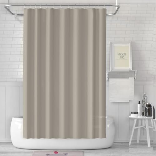 LUKDUNG Tenda da bagno, 180 x 180 cm, antimuffa in bagno, tenda per vasca da bagno, doccia, in tessuto, impermeabile, lavabile, PEVA Shower Curtain con 12 anelli per tenda da doccia, beige