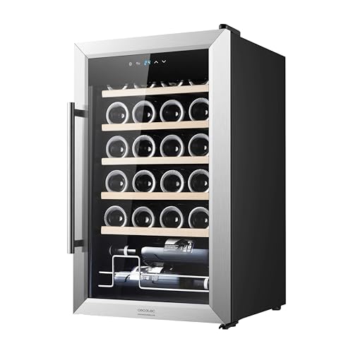 Cecotec Enoteca 24 Bottiglie - Frigorifero per Vini Bolero GrandSommelier 2450 Inox Compressor. Temperatura regolabile di 5-18 °C, alte prestazioni, funzionamento silenzioso e senza vibrazioni