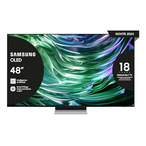 Samsung OLED TV 48" QE48S94DAEXZT, OLED HDR+, Upscaling AI 4K, Processore NQ4 AI GEN2, Motion Xcelerator 144Hz, Design LaserSLim, DVBT-2, Q-Symphony & Dolby Atmos, Carbon Silver 2024 [Amazon EXCL.]