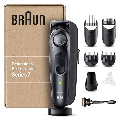 Braun Series 7 RASOIO ELETTRICO BARBA, REGOLABARBA UOMO, Rifinitore Di Precisione, lama barba Problade, 40 Lunghezze, Wet&Dry Ricaricabile, Imballaggio Riciclabile, Idea Regalo BT7441 Nero