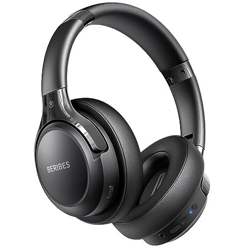 BERIBES Cuffie Bluetooth Over Ear,65 Ore di Riproduzione, 6 EQ Modalità di Suono Microfono Incorporato Suono Stereo HiFi Cuffie wireless Over Ear per Tv,viaggi,ufficio e casa headphones Nero