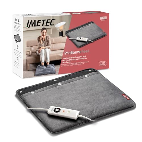 Imetec IntellisenseFeet Scaldapiedi, Tecnologia intellisense, Tessuto morbido, 5 temperature, Autospegnimento, Dispositivo sicurezza electro block, Rivestimento lavabile in lavatrice, 48x50 cm