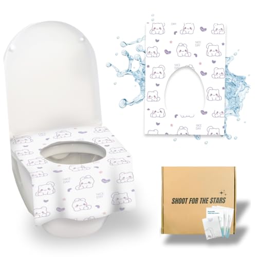 Shootforthestars 30 pz Copriwater USA e Getta Universale in Plastica Impermeabile - Copri WC Monouso da Viaggio Senza Uso di Carta Igienica