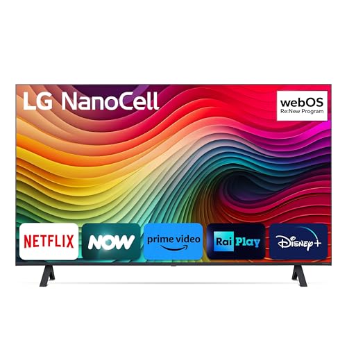 LG NanoCell 43'', Serie 81 2024, 43NANO81T6A, Smart TV 4K, Processore α5 Gen7, 20W, 3 HDMI, Filmmaker Mode, Game Optimizer, Alexa, Wi-Fi, webOS 24, Telecomando puntatore, Ashed Blue