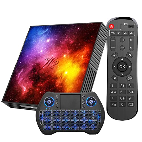 Android TV Box 4GB RAM 64GB ROM Smart TV Box incorporato Bluetooth 4.2.5G / 2.4G WiFi, supporto per 4K 3D UHD Display, con mini tastiera wireless