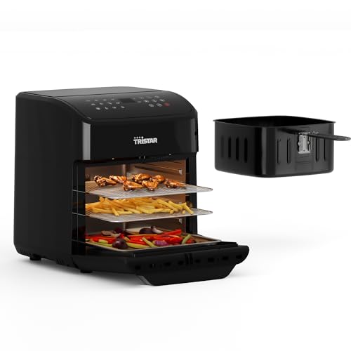 Tristar Mini forno e friggitrice ad aria calda, friggitrice ad aria 2 in 1, senza BPA, 12 L, 12 programmi, finestra di visualizzazione, 1800 W, FR-9065