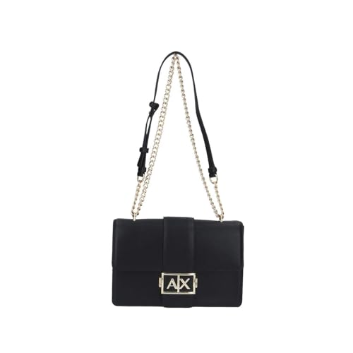 Armani Exchange Jodie, Sustainable, Gold Chain Shoulder Strap, Crossbody M Donna, Nero, One_Size