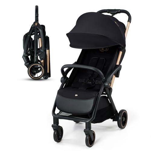 Kinderkraft APINO Passeggino Leggero fino 22 kg, Solo 7,5 Kg, Passeggino Da Viaggio, Pieghevole automatico, Schienale Regolabile In Posizione Sdraiata, Copertura Antipioggia, Nero