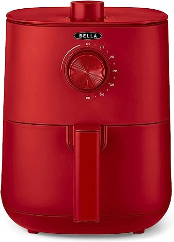 BELLA Friggitrice ad Aria Manuale da 3 L, Multifunzione 5-in-1 con Vassoio e Cestello Antiaderenti Rimovibili e Lavabili in Lavastoviglie, 1400 Watt, Rosso Opaco