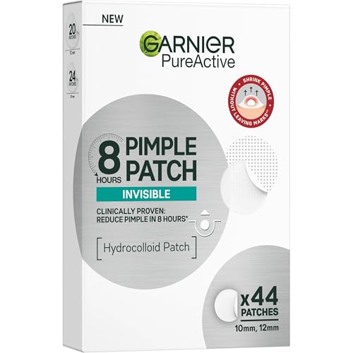 Garnier Pimple Patch Cerotti Idrocolloidali Invisibili, Imperfezioni Ridotte in 8 Ore, Brufoli Visibilmente più Piatti, Adatti a Tutte le Tonalità di Pelle, Vegano, Pure Active, 44 Patch