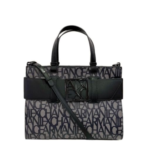 Armani Exchange Borsa con Logo Grande, Morto Donna, Beige/Nero, Einheitsgröße