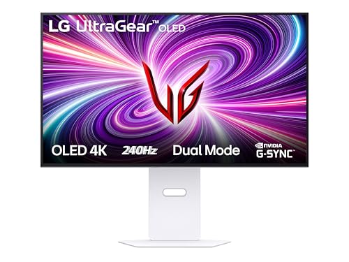 LG UltraGear OLED 32GS95UV Monitor Gaming 32", UHD 4K (3840x2160) 240Hz, 480Hz in FHD con Dual Mode, 0,03ms (GtG), G-Sync, FreeSync Premium Pro, HDR 400 True Black, HDMI 2.1, DisplayPort, Bianco