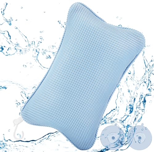 Collazoey Cuscino da Bagno,cuscino da bagno per la vasca da bagno,con 2 potenti ventose,per una presa salda,Cuscini per Vasca da Bagno Ergonomici,cuscino per un rilassamento ottimale del collo(blu)